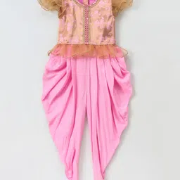 Twisha Woven Cap Sleeves Floral Embroidered Jumpsuit - Golden & Orange image 1