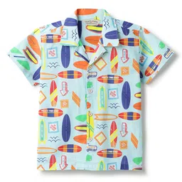 Tales & Stories Cotton Woven Half Sleeves Beach Theme Printed Shirt - Multi Colour image 1