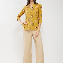 Pink Fort Cotton Print Play Top - Mustard image 5