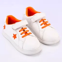 Babyoye Casual Shoes With Velcro Closure - White Orange image 2