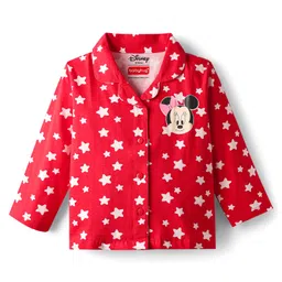 Babyhug Disney Single Jersey Knit Full Sleeves Night Suit With Minnie Mouse Print - Red image 2