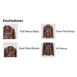 PURPLE UNITED KIDS Twill Woven Full Sleeves Tartan Checked Shirt - Orange & Multi Colour image 3