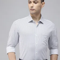 Arrow Pure Cotton Manhattan Slim Fit Vertical Striped Formal Shirt-image-88