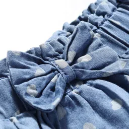 Babyhug Mid Thigh  Denim Layered Skirt Bow Detailing & Heart Print with Stretch  - Blue image 3