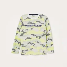 Fame Forever by Lifestyle Kids Off-White & Yellow Cotton Printed Full Sleeves T-Shirt-picture-35