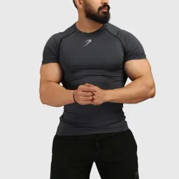 FUAARK Grey Skinny Fit Sports T-Shirt-image-8