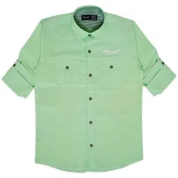 Cavio Kids Sea Green Cotton Regular Fit Full Sleeves Shirt-image-32