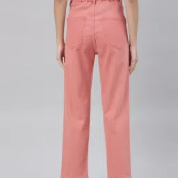 ZHEIA Pink Cotton Relaxed Fit Jeans image 2