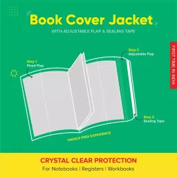 Solo Book Cover Jackets with Adjustable Flap & Sealing Tape 314 mm (12.36 inch) Soft-Touch Material Transparent, BC314 image 3