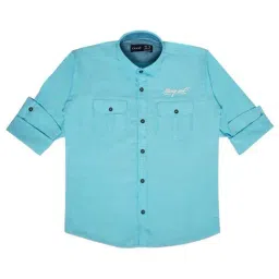 Cavio Kids Sky Blue Cotton Regular Fit Full Sleeves Shirt-image-97