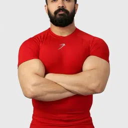 FUAARK Red Skinny Fit Sports T-Shirt-image-0