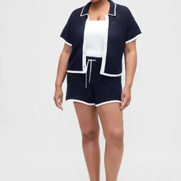 GAP Women Crochet Self Design Cotton Mid-Rise Regular Fit Shorts-image-25