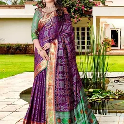 AKSH FASHION Woven Design Zari Pure Silk Patola Saree-picture-37