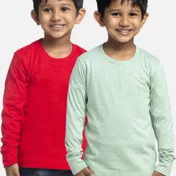 Friskers Kids Red & Pista Green Cotton Full Sleeves T-Shirt (Pack of 2)-image-81