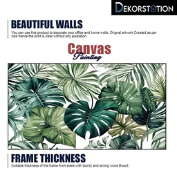 DEKORSTATION Green & White Leaves Printed Canvas Wall Art image 4