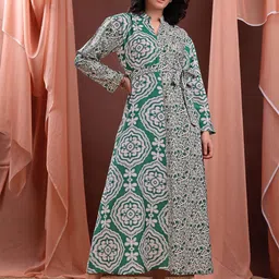 PURVAJA Blend & Bloom Women Ethnic Motifs Printed A-Line Maxi Dress-picture-22