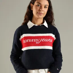 Tommy Hilfiger Europe Women Brand Logo Printed Crew Neck Crop Pullover-image-20