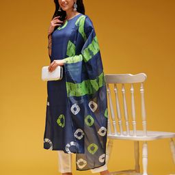 HERE&NOW Abstract Print Straight Kurta with Trousers & Dupatta-picture-21