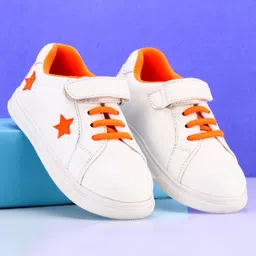 Babyoye Casual Shoes With Velcro Closure - White Orange-picture-33
