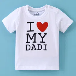 Doodle Poodle 100% Cotton Half Sleeve T-Shirt I Love My Dadi Print - White-picture-23