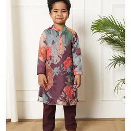 READIPRINT Full Sleeves Floral Printed Kurta & Pyjama - Violet-picture-11