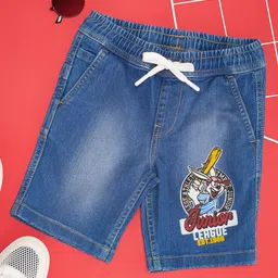 Pantaloons Junior Cotton Graphic Printed Shorts - Blue-picture-14