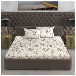 Divine Casa 100% Cotton Bedsheet with 2 pillow covers - King Size 270x270 cm, 200 TC Soft Breathable Fabric, Modern Prints-picture-21