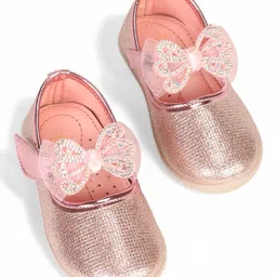 Lil Lollipop Bow Applique Detailed & Rhinestones Embellished With Velcro Closure Mary Jane Ballerinas - Pink-image-40