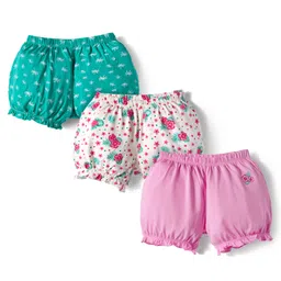 Pine Kids Cotton Elastane Knit Bloomers with Floral Print Pack of 3 (Color May Vary)-image-72