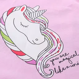 Doreme Single Jersey Knit Half Sleeves T-Shirt With Unicorn Print - Mauve image 3