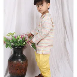 Polka Tots Cotton Full Sleeve Striped Kurta Dhoti Set - Multicolor image 4