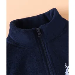 Mark & Mia Full Sleeves Winter Jacket With Kitty Print & Pockets - Navy Blue & White image 3