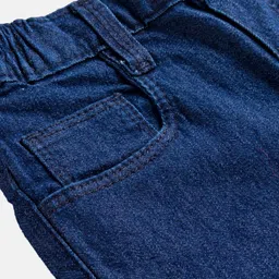 Babyhug Denim Full Length Washed Jeans With Stretch - Navy Blue image 3