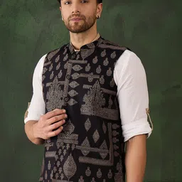Sangria Men Woven Design Nehru Jackets image 2