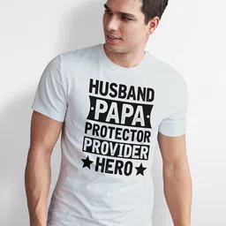Seekbuylove Men Bio Finish Husband Papa Hero Round Neck Pure Cotton T-shirt image 2