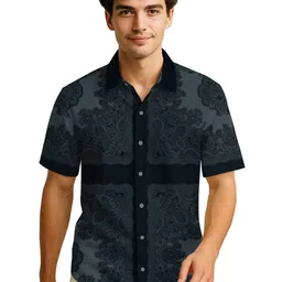 BULLMER Printed Spread Collar Regular Fit Casual Shirt-picture-20