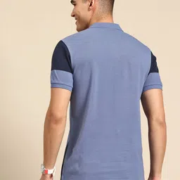 United Colors of Benetton Men Striped Polo Collar Pure Cotton T-shirt image 2