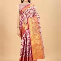 Silk Land Pink Woven Saree With Unstitched Blouse-image-59