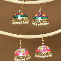 OOMPH Set Of 2 Dome Shaped Studs Earrings-picture-10