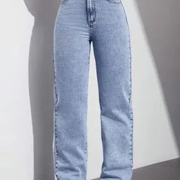 RIVI Women Jean Boyfriend Fit High-Rise Light Fade Acid Wash Stretchable Jeans-picture-14