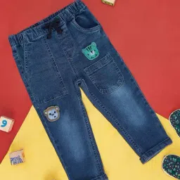 Pantaloons Baby Blue Cotton Applique Jeans-picture-42