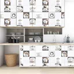 WallDaddy White & Brown 3D Printed Self Adhesive Wallpaper image 2