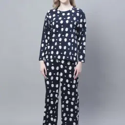 Kanvin Navy Printed Top With Pyjamas-image-12