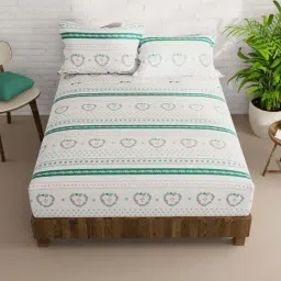 Bianca La-vogue White & Green Microfibre 152 TC Extra Smooth Double Size Bed Sheet with Pillow Cover-image-4
