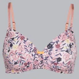 Van Heusen Comfort Fit Plush Back No Slip Strap Wireless Allover Print T-Shirt Bra - Brush Stroke AOP image 4