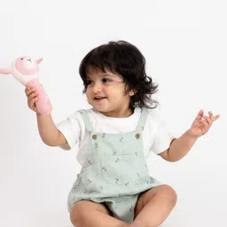 haus & kinder Infants Printed Pure Cotton Dungaree With T-Shirt-picture-0