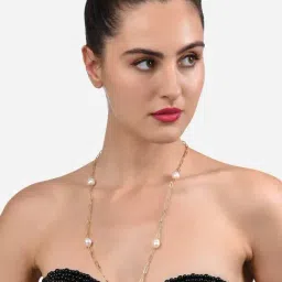 Zaveri Pearls White Natural Freshwater 10 Mm-11 Mm Baroque Pearls Chain-ZPFK13982-image-60