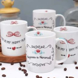 Goodhomes White Porcelain Coffee Mugs (350 ml) - Set of 4-picture-43