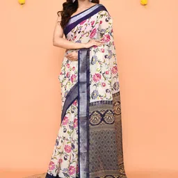 Piyari Fashion Floral Printed Pure Cotton Jamdani Saree-image-60