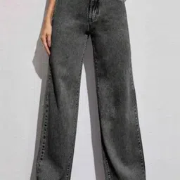 SAKIA Women Jean Relaxed Fit High-Rise Light Fade Jeans Trendy Wide-Leg Jeans Collection-image-11